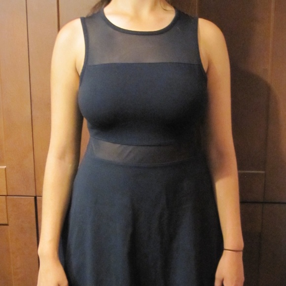 Fit and flare little black dress mesh panel - Picture 4 of 8